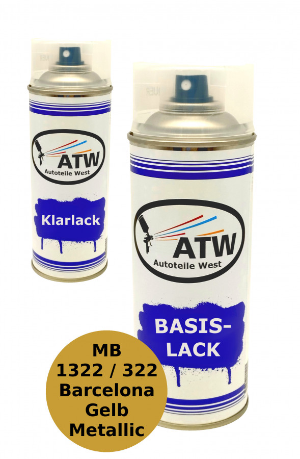 Autolack für Mercedes Benz 1322 / 322 Barcelona Gelb Metallic+400ml Klarlack Set